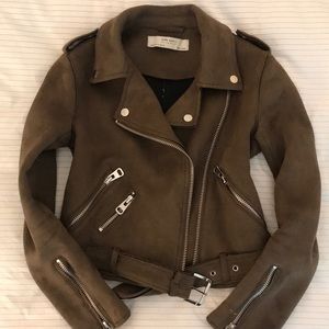 Zara Suede Brown Biker Jacket